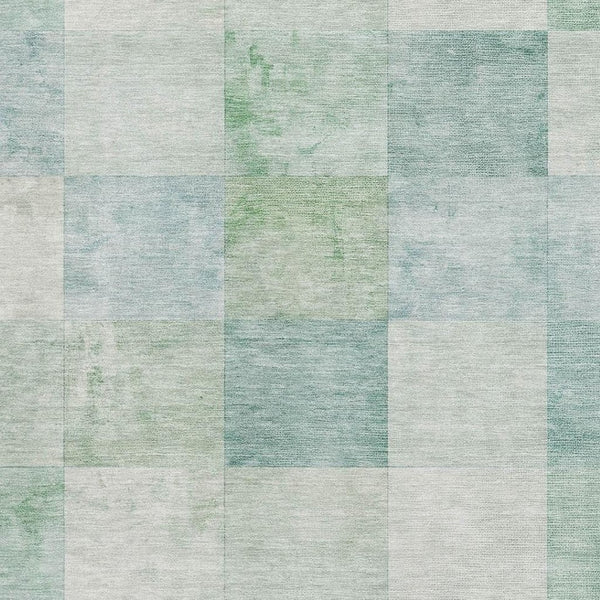 HomeRoots 8' Pale Aqua Mint Green & Ivory Geometric Washable Area Rug - Stylish, Durable & UV Protected! 692557