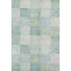 HomeRoots 8' Pale Aqua Mint Green & Ivory Geometric Washable Area Rug - Stylish, Durable & UV Protected! 692557