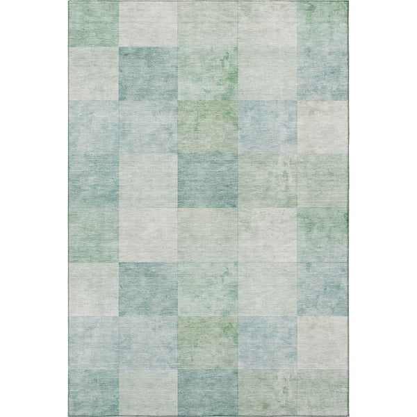 HomeRoots 8' Pale Aqua Mint Green & Ivory Geometric Washable Area Rug - Stylish, Durable & UV Protected! 692557