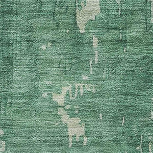 HomeRoots 5' X 8' Abstract Emerald & Denim Blue Area Rug - Washable, UV-Protected, Non-Slip, Durable Design 692561