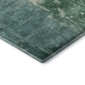 HomeRoots 9' X 12' Washable Emerald & Denim Blue Abstract Area Rug - UV Protected, Stain Resistant, Durable Design 692564