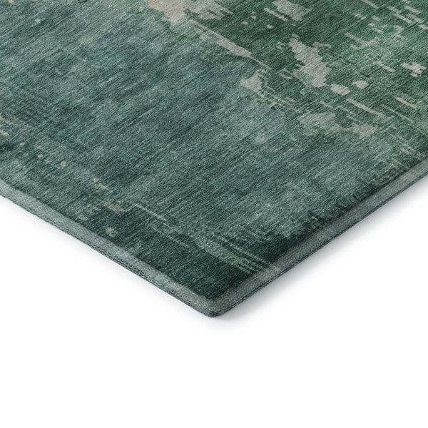 HomeRoots 9' X 12' Washable Emerald & Denim Blue Abstract Area Rug - UV Protected, Stain Resistant, Durable Design 692564