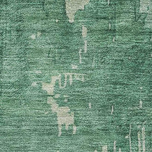 HomeRoots 9' X 12' Washable Emerald & Denim Blue Abstract Area Rug - UV Protected, Stain Resistant, Durable Design 692564