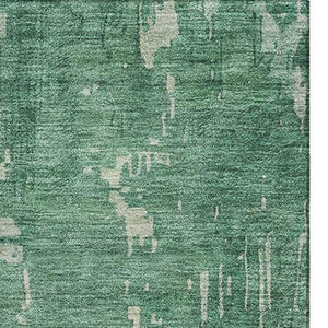 HomeRoots 9' X 12' Washable Emerald & Denim Blue Abstract Area Rug - UV Protected, Stain Resistant, Durable Design 692564