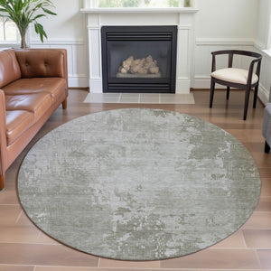 HomeRoots 8' X 8' Stylish Linen Beige Abstract Round Rug - Washable, UV-Protected, and Family-Friendly Design 692568