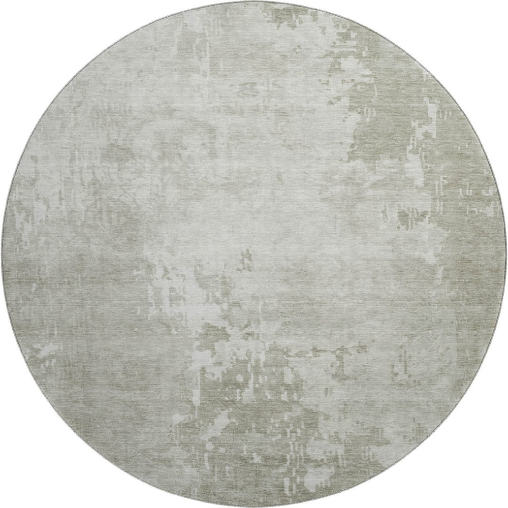 HomeRoots 8' X 8' Stylish Linen Beige Abstract Round Rug - Washable, UV-Protected, and Family-Friendly Design 692568