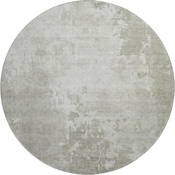 HomeRoots 8' X 8' Stylish Linen Beige Abstract Round Rug - Washable, UV-Protected, and Family-Friendly Design 692568