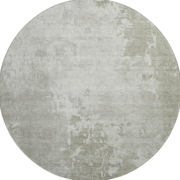 HomeRoots 8' X 8' Stylish Linen Beige Abstract Round Rug - Washable, UV-Protected, and Family-Friendly Design 692568