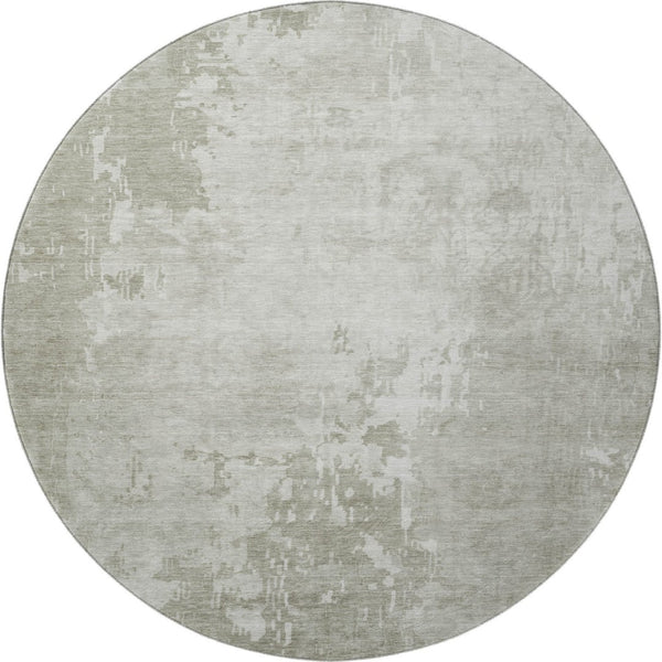 HomeRoots 8' X 8' Stylish Linen Beige Abstract Round Rug - Washable, UV-Protected, and Family-Friendly Design 692568