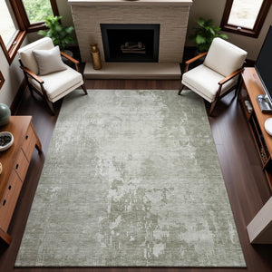 HomeRoots 9' X 12' Linen and Beige Abstract Area Rug – Durable, Washable, UV-Protected for Family-Friendly Homes 692570