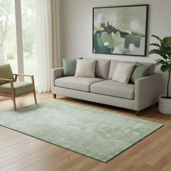 HomeRoots 5' X 8' Mint Green Beige Abstract Area Rug - Soft, Durable, Stain-Resistant with UV Protection 692573