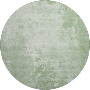 HomeRoots 8' X 8' Mint Green & Beige Abstract Washable Round Rug - Stain Resistant, UV Protected & Soft! 692574