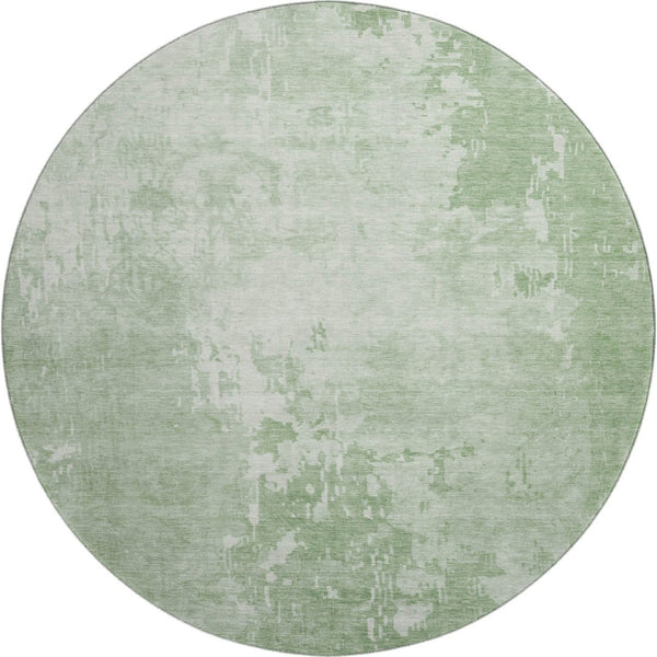 HomeRoots 8' X 8' Mint Green & Beige Abstract Washable Round Rug - Stain Resistant, UV Protected & Soft! 692574