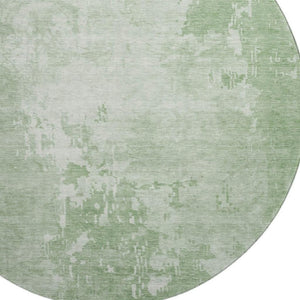 HomeRoots 8' X 8' Mint Green & Beige Abstract Washable Round Rug - Stain Resistant, UV Protected & Soft! 692574