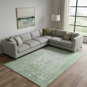 HomeRoots 9' Mint Green & Beige Abstract Washable Area Rug - UV Protected, Stain Resistant for High-Traffic Spaces 692576