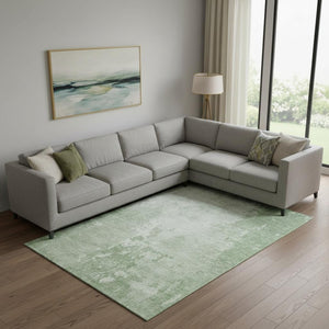 HomeRoots 10' Mint Green & Beige Abstract Washable Area Rug – UV Protected, Stain Resistant, Soft Polyester 692577