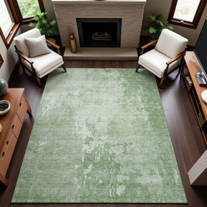 HomeRoots 10' Mint Green & Beige Abstract Washable Area Rug – UV Protected, Stain Resistant, Soft Polyester 692577