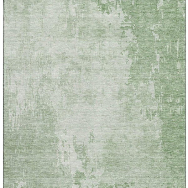 HomeRoots 10' Mint Green & Beige Abstract Washable Area Rug – UV Protected, Stain Resistant, Soft Polyester 692577