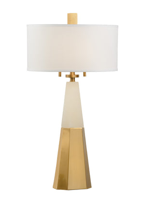 Chelsea House Winfield Alabaster Table Lamp With Coffee Bronze Iron Base — Slim 34.5" Ambient Light Sculpture 69258