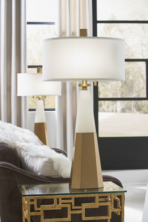 Chelsea House Winfield Alabaster Table Lamp With Coffee Bronze Iron Base — Slim 34.5" Ambient Light Sculpture 69258