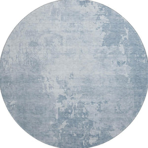 HomeRoots 8' X 8' Sky Blue & Ivory Abstract Round Rug - UV Protected, Washable & Kid-Friendly for Every Space 692580