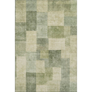 HomeRoots 5' X 8' Artichoke Green Geometric Area Rug – Washable, UV-Protected, Durable & Stylish for Any Room 692585