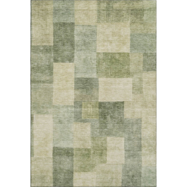 HomeRoots 5' X 8' Artichoke Green Geometric Area Rug – Washable, UV-Protected, Durable & Stylish for Any Room 692585