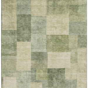HomeRoots 5' X 8' Artichoke Green Geometric Area Rug – Washable, UV-Protected, Durable & Stylish for Any Room 692585