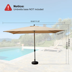 English Elm Rectangle Patio Umbrella with Crank Lift and Tilt, UV-Resistant 180G Polyester Canopy, Ventilated Shade (Base Not Included) Beige W1859P353593