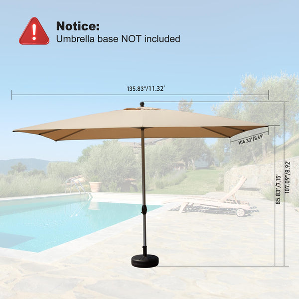 English Elm Rectangle Patio Umbrella with Crank Lift and Tilt, UV-Resistant 180G Polyester Canopy, Ventilated Shade (Base Not Included) Beige W1859P353593
