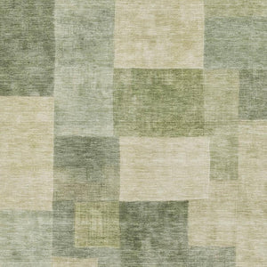 HomeRoots 8' Artichoke Green & Beige Geometric Area Rug - Washable, UV Protected, Stain Resistant, Non-Slip 692587