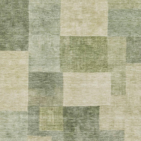 HomeRoots 8' Artichoke Green & Beige Geometric Area Rug - Washable, UV Protected, Stain Resistant, Non-Slip 692587