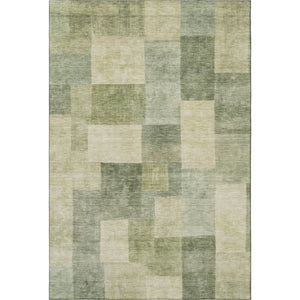 HomeRoots 10' X 14' Artichoke Green & Beige Geometric Area Rug - Washable, UV Protected & Durable Design 692589