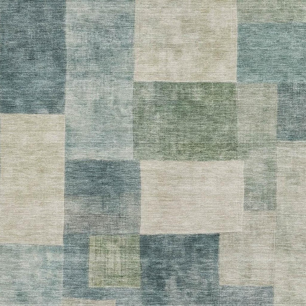 HomeRoots 5' Pale Aqua Blue & Ivory Geometric Area Rug - Washable, UV-Resistant, Perfect for Busy Homes! 692591