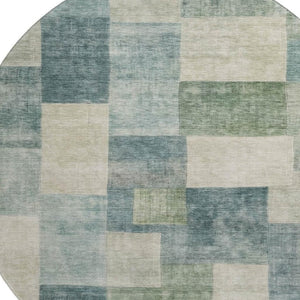 HomeRoots 8' X 8' Pale Aqua Blue Geometric Round Rug - Stylish, Washable, UV-Protected, Perfect for Homes! 692592