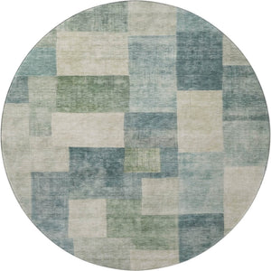 HomeRoots 8' X 8' Pale Aqua Blue Geometric Round Rug - Stylish, Washable, UV-Protected, Perfect for Homes! 692592