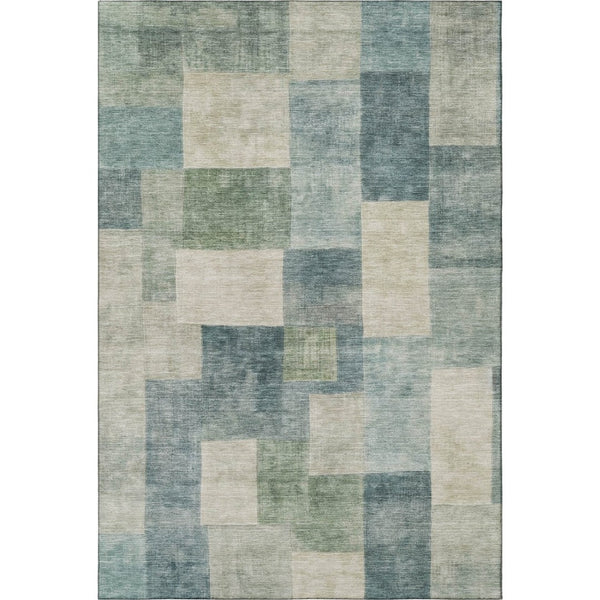 HomeRoots 8' Pale Aqua Blue and Ivory Geometric Area Rug - Washable, UV Protected, Perfect for Active Homes! 692593