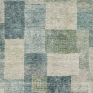 HomeRoots 10' Modern Pale Aqua Blue and Ivory Geometric Area Rug - Washable, UV Protected, Non-Slip Safety 692595