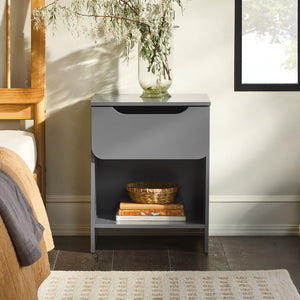 Domm Modern Scandinavian Nightstand with Open Cubby, Sleek Design & Quick 30-Minute Assembly