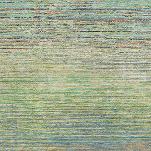 HomeRoots 8' Artichoke Green, Blue & Copper Striped Washable Area Rug with UV Protection for High-Traffic Spaces 692605