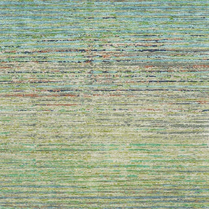 HomeRoots 10' Artichoke Green, Blue & Copper Striped Washable Area Rug with UV Protection for Busy Homes 692607