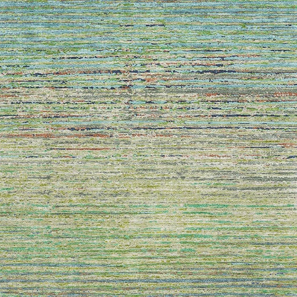 HomeRoots 10' Artichoke Green, Blue & Copper Striped Washable Area Rug with UV Protection for Busy Homes 692607