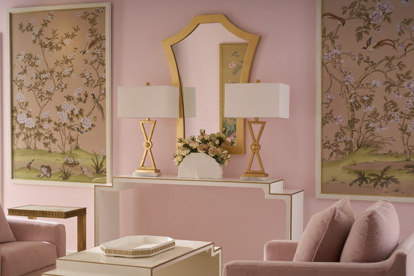 Chelsea House Regiment Gold Leaf Table Lamp With Alabaster Base — Sculptural X Iron Stem, Elegant Ambient Light 69261