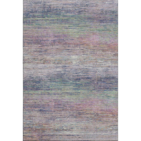 HomeRoots 8' Blush Blue and Ivory Striped Area Rug - Washable, UV-Protected, Stain-Resistant, Durable Design 692611
