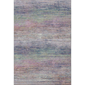 HomeRoots 10' X 14' Blush Blue & Ivory Striped Area Rug - Washable, UV Protected, Durable for Family Spaces 692613