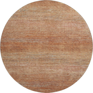 HomeRoots 8' Stylish Copper Ivory Gray Striped Washable Round Rug — UV Resistant, Easy Care for Family Life 692616