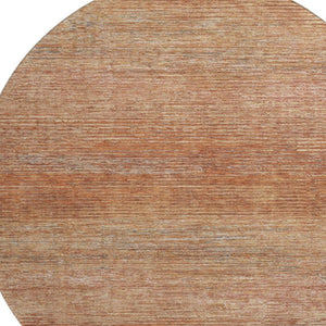 HomeRoots 8' Stylish Copper Ivory Gray Striped Washable Round Rug — UV Resistant, Easy Care for Family Life 692616