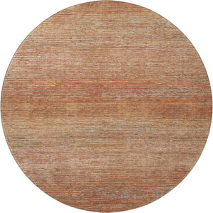 HomeRoots 8' Stylish Copper Ivory Gray Striped Washable Round Rug — UV Resistant, Easy Care for Family Life 692616