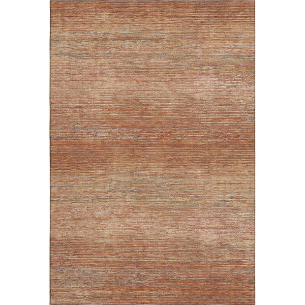 HomeRoots 9' X 12' Stylish Copper Ivory & Gray Striped Washable Area Rug with UV Protection for Any Space 692618