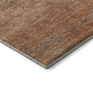 HomeRoots 9' X 12' Stylish Copper Ivory & Gray Striped Washable Area Rug with UV Protection for Any Space 692618